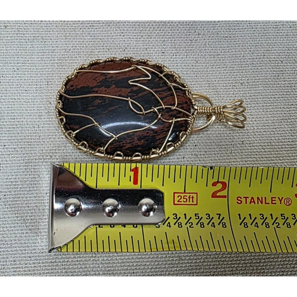 Handmade Mahogany Obsidian Horse Pendant Wire Wrapped Gold Filled Necklace